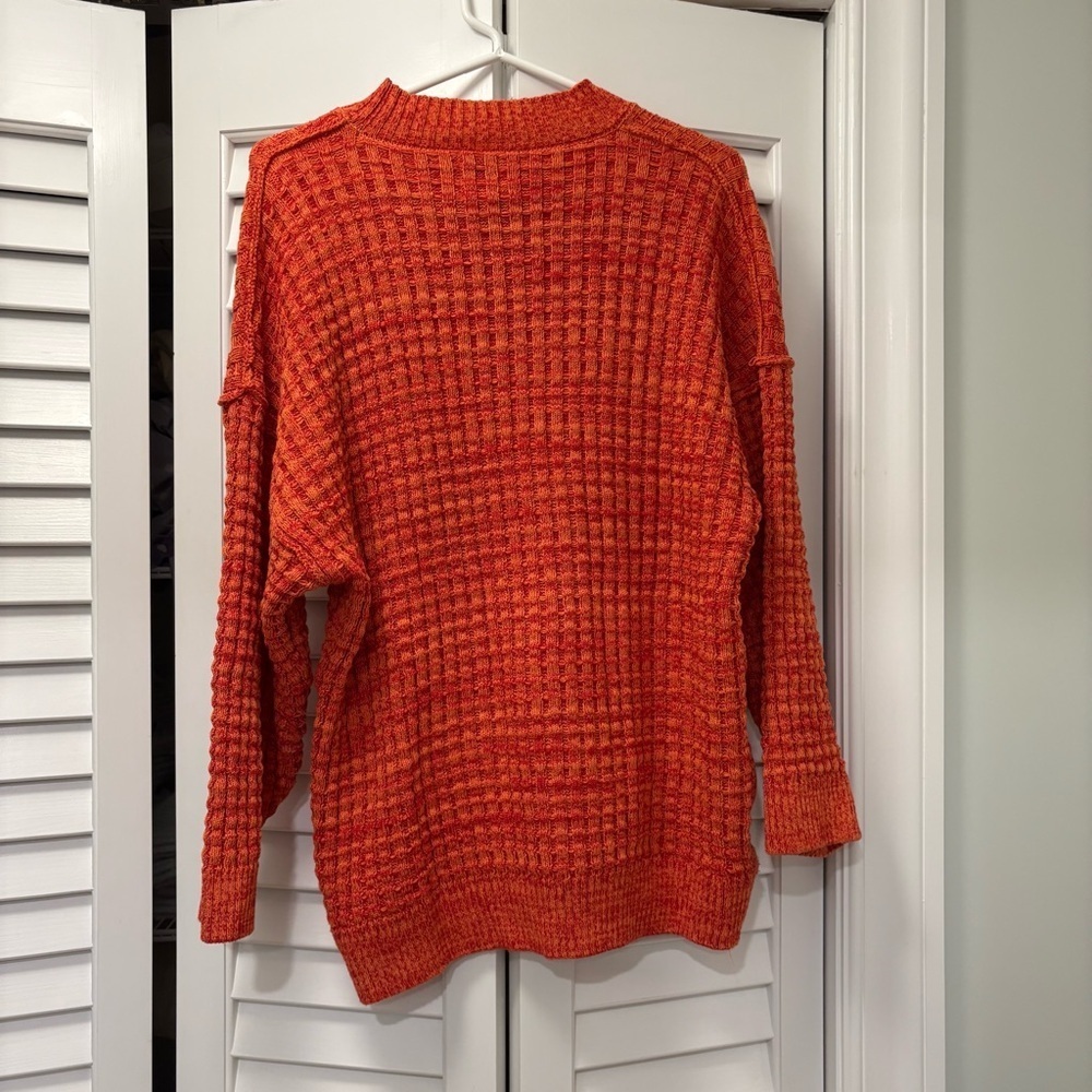 Urban Outfitters BDG Max Waffle Knit Pullover Sweater Orange Size Extra Small - Picture 3 of 4